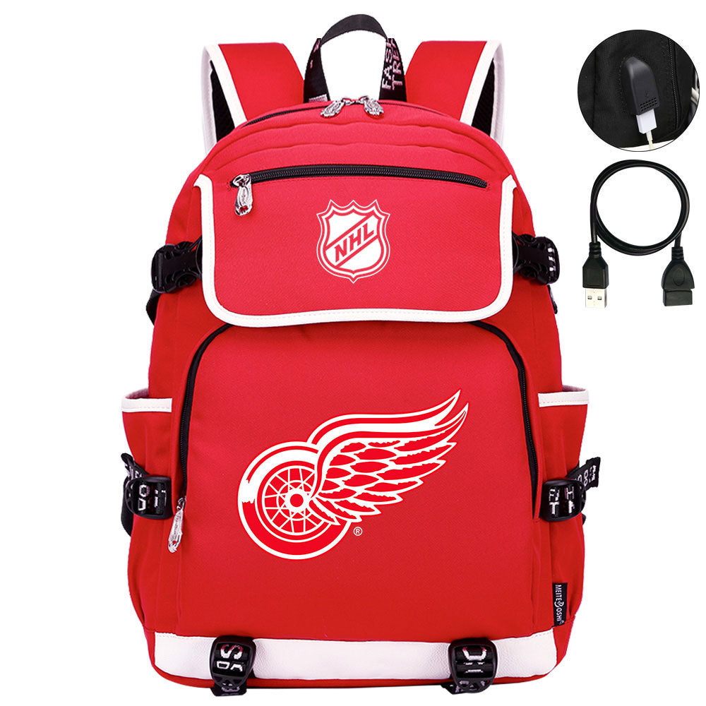 Detroit Red Wings Hockey League Backpack School Notebook Travel Bags