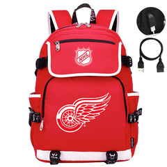 Detroit Red Wings Hockey League Backpack School Notebook Travel Bags