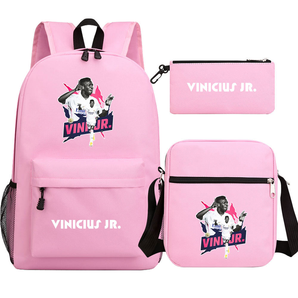 Vinicius Junior Football Player School Backpack Shoulder Bag Pencil Bags 3pcs Set