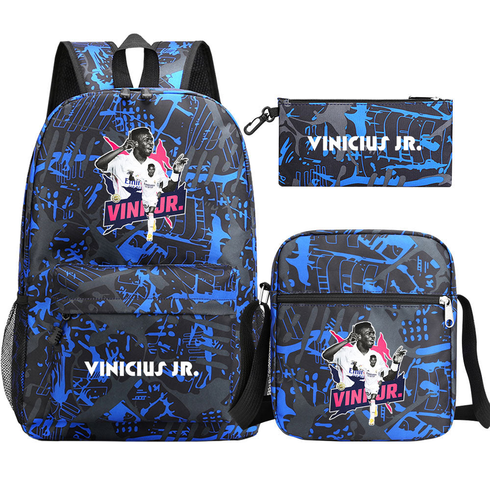 Vinicius Junior Football Player School Backpack Shoulder Bag Pencil Bags 3pcs Set
