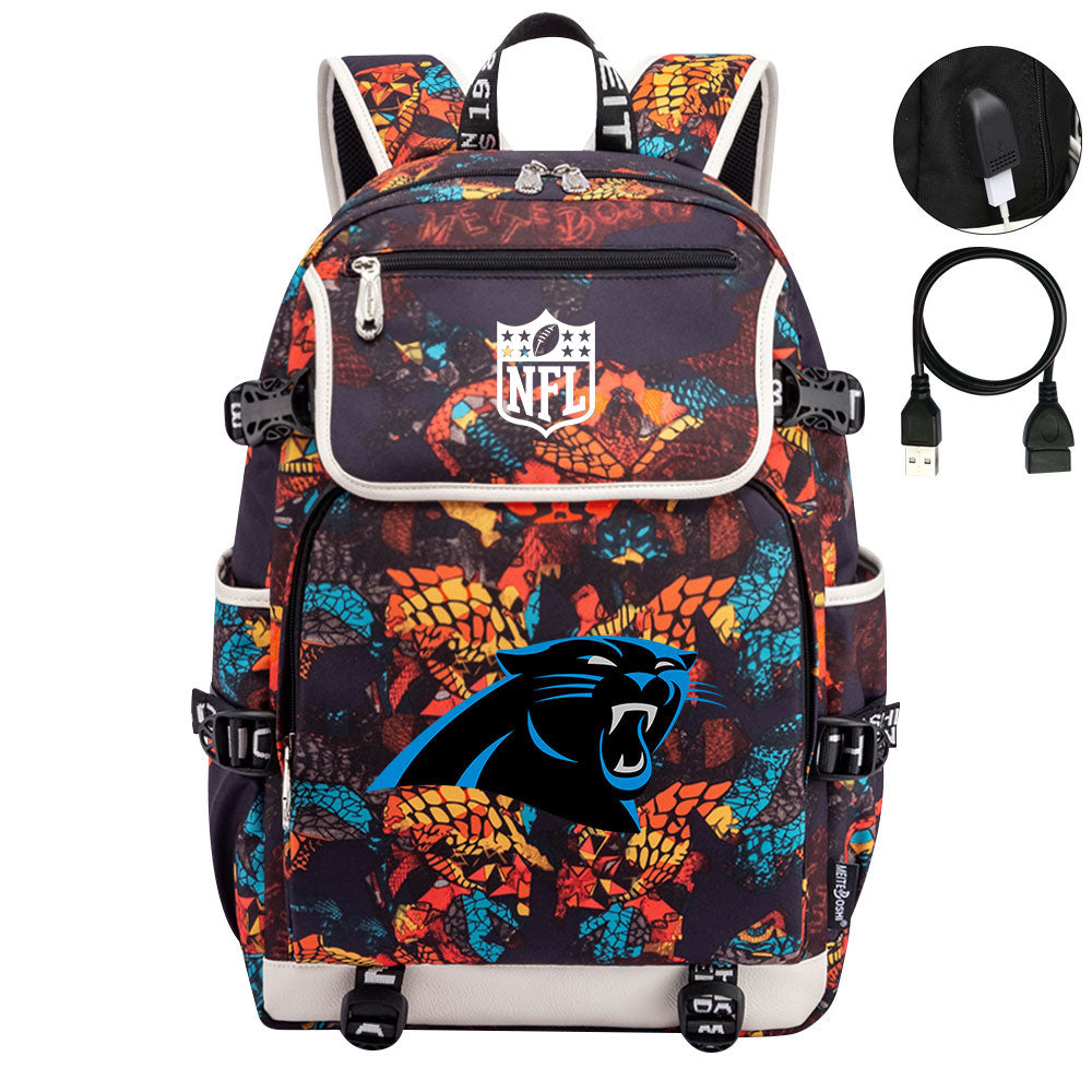 Carolina Panthers Football Team Rugby Backpack School Notebook Travel Bag