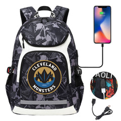 Cleveland Monsters Hockey Backpack School Notebook Travel Bags With USB
