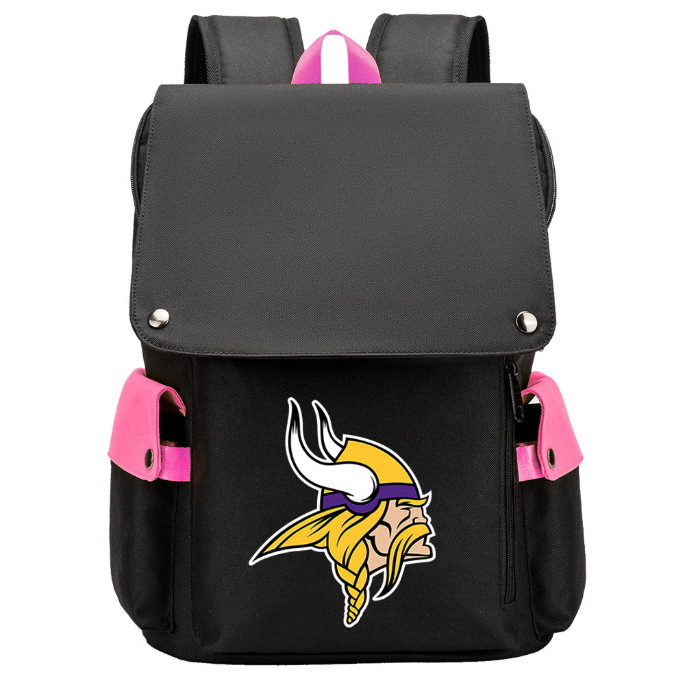 Minnesota Vikings Football Team Rugby Laptop Backpack Oxford School Bag