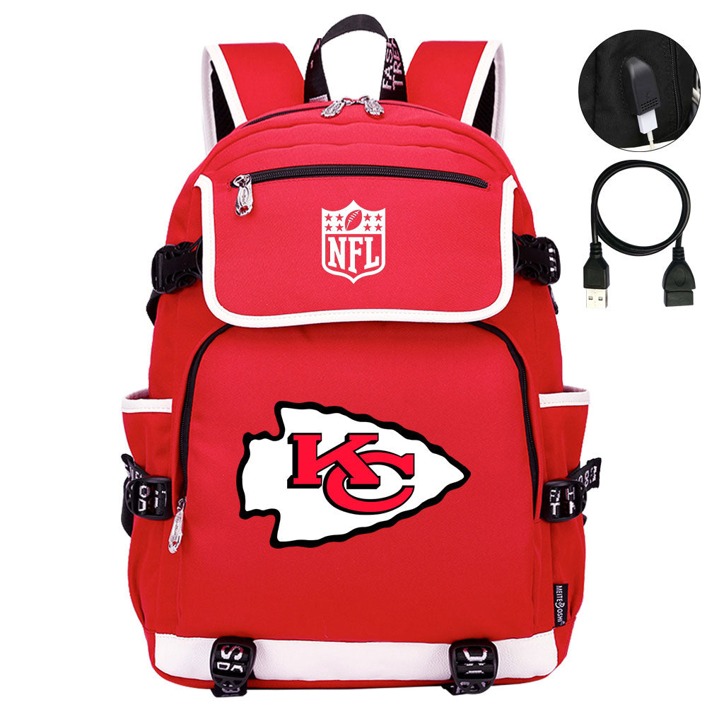 Kansas City Chiefs Football Rugby Backpack School Notebook Travel Bags