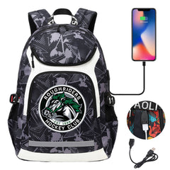 Roughriders Hockey  Backpack School Notebook Travel Bags With USB