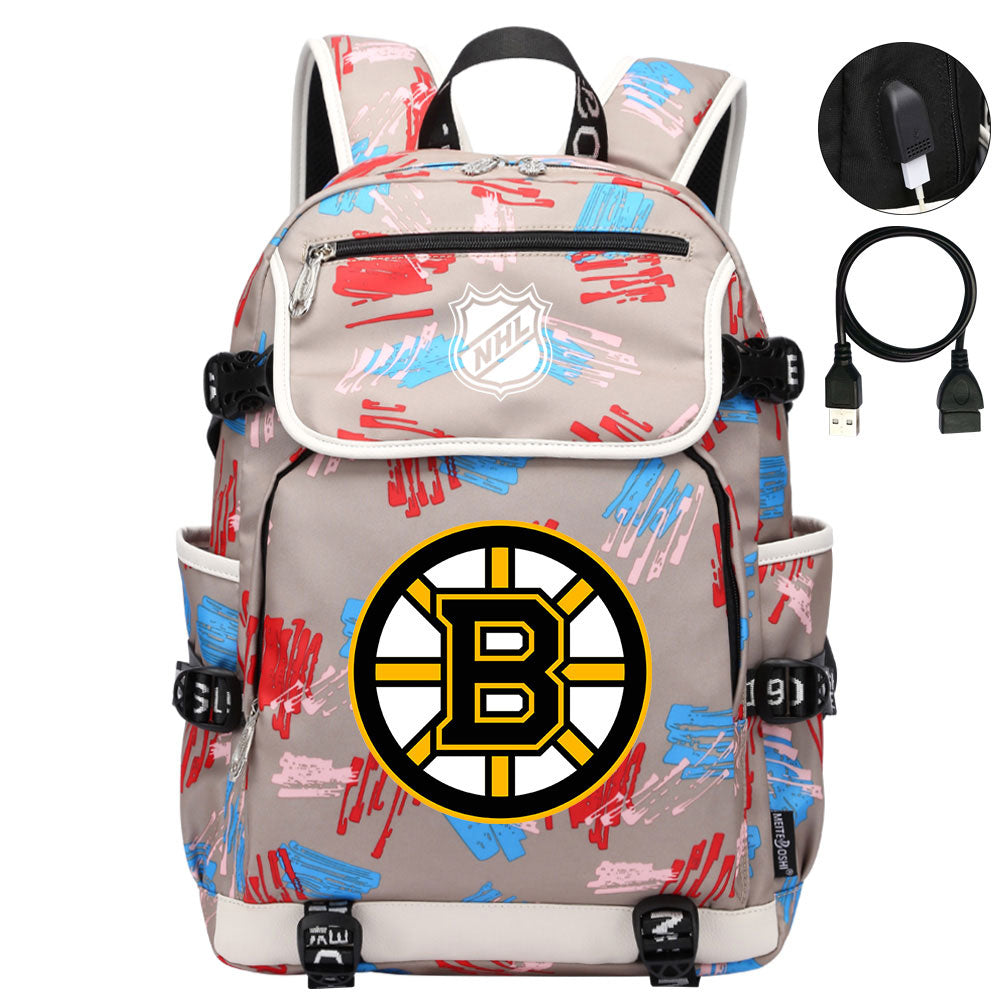 Boston Bruins Hockey League Backpack School Notebook Travel Bags