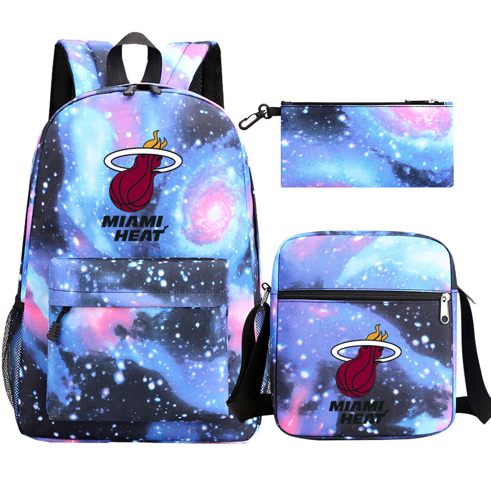 Miami Heat Basketball School Backpack Shoulder Bag Pencil Bags 3pcs Set