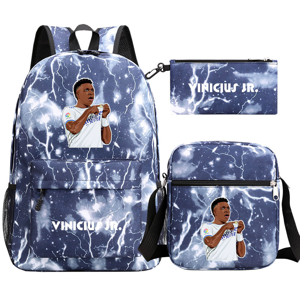 Vinicius Junior Football Player School Backpack Shoulder Bag Pencil Bags 3pcs Set
