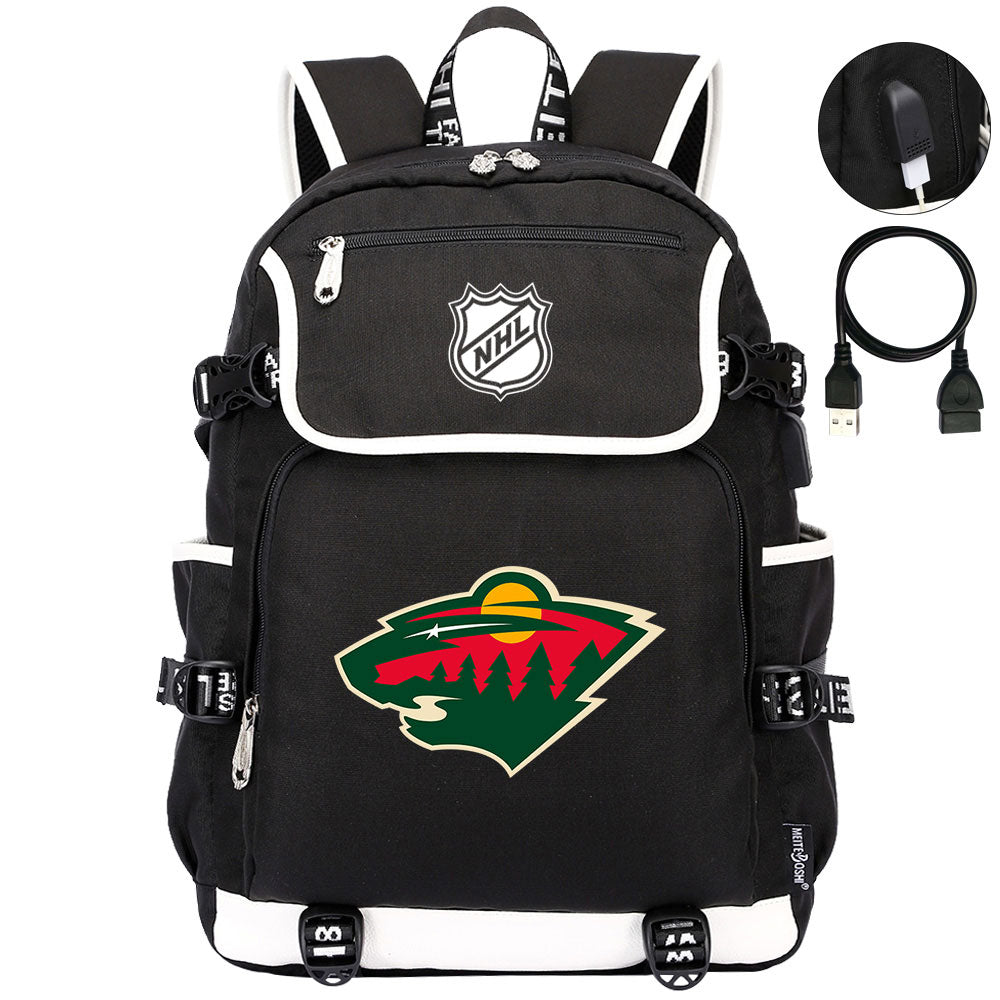 Minnesota Wild Hockey League Backpack School Notebook Travel Bag