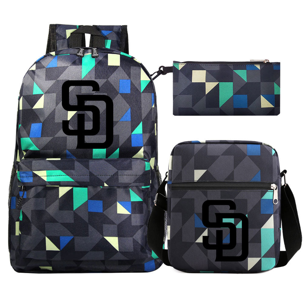 San Diego Padres Baseball School Backpack Shoulder Bag Pencil Bags 3pcs Set