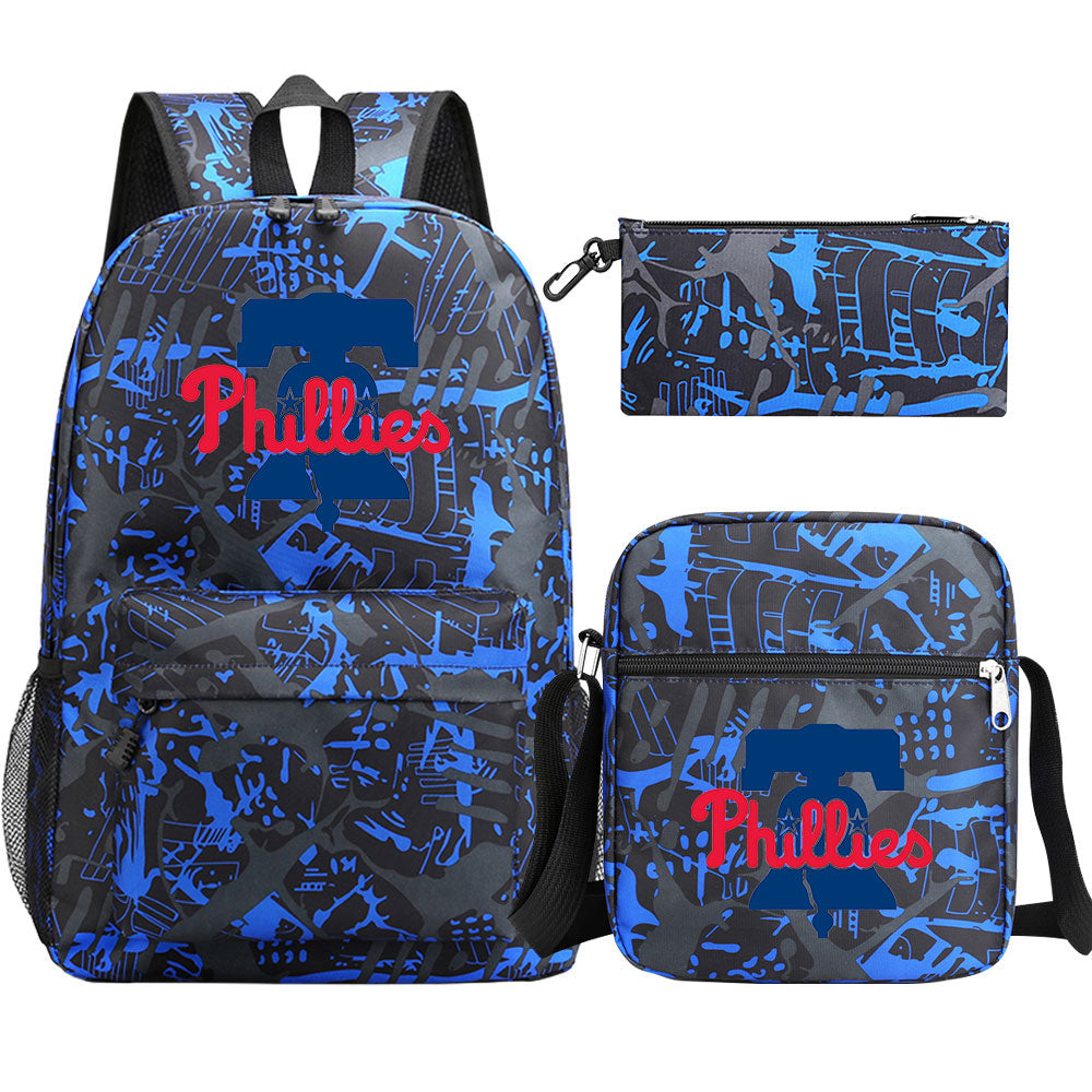 Philadelphia Phillies Baseball School Backpack Shoulder Bag Pencil Bags 3pcs Set