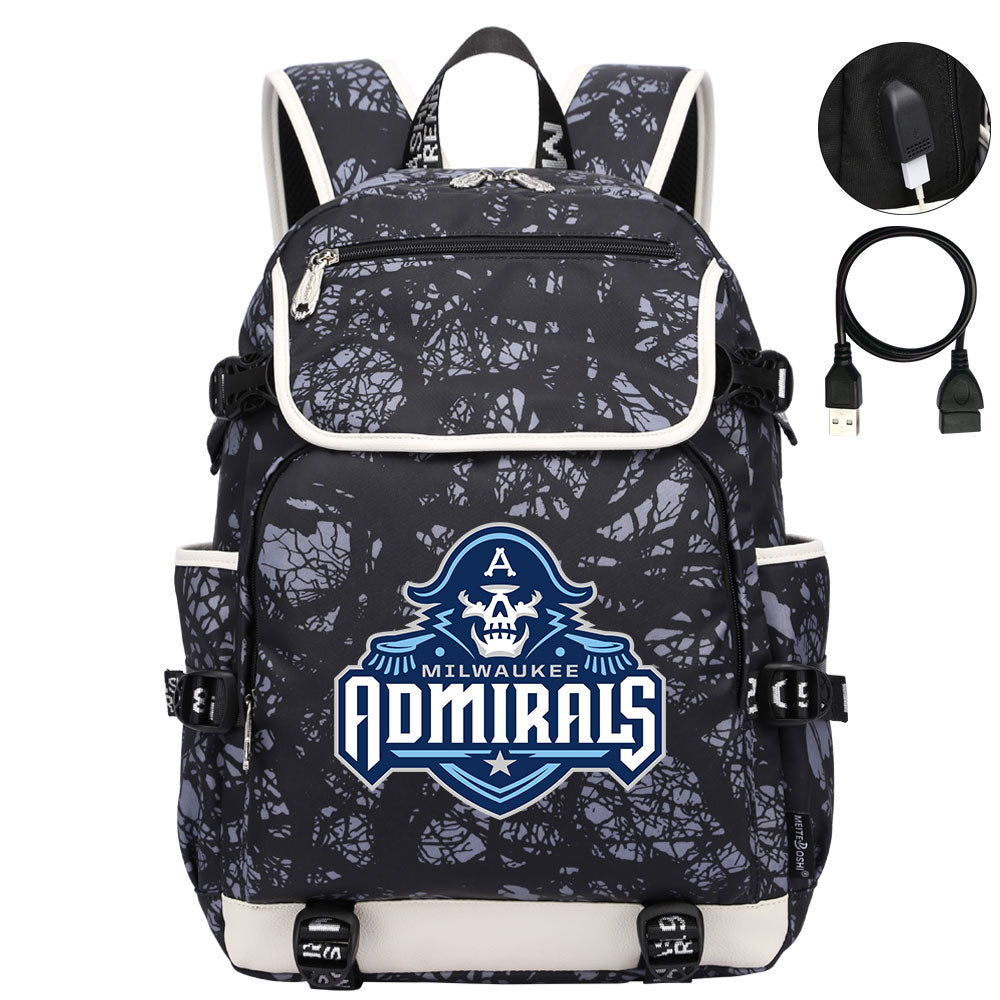 Milwaukee Admirals Hockey League Backpack School Notebook Travel Bag