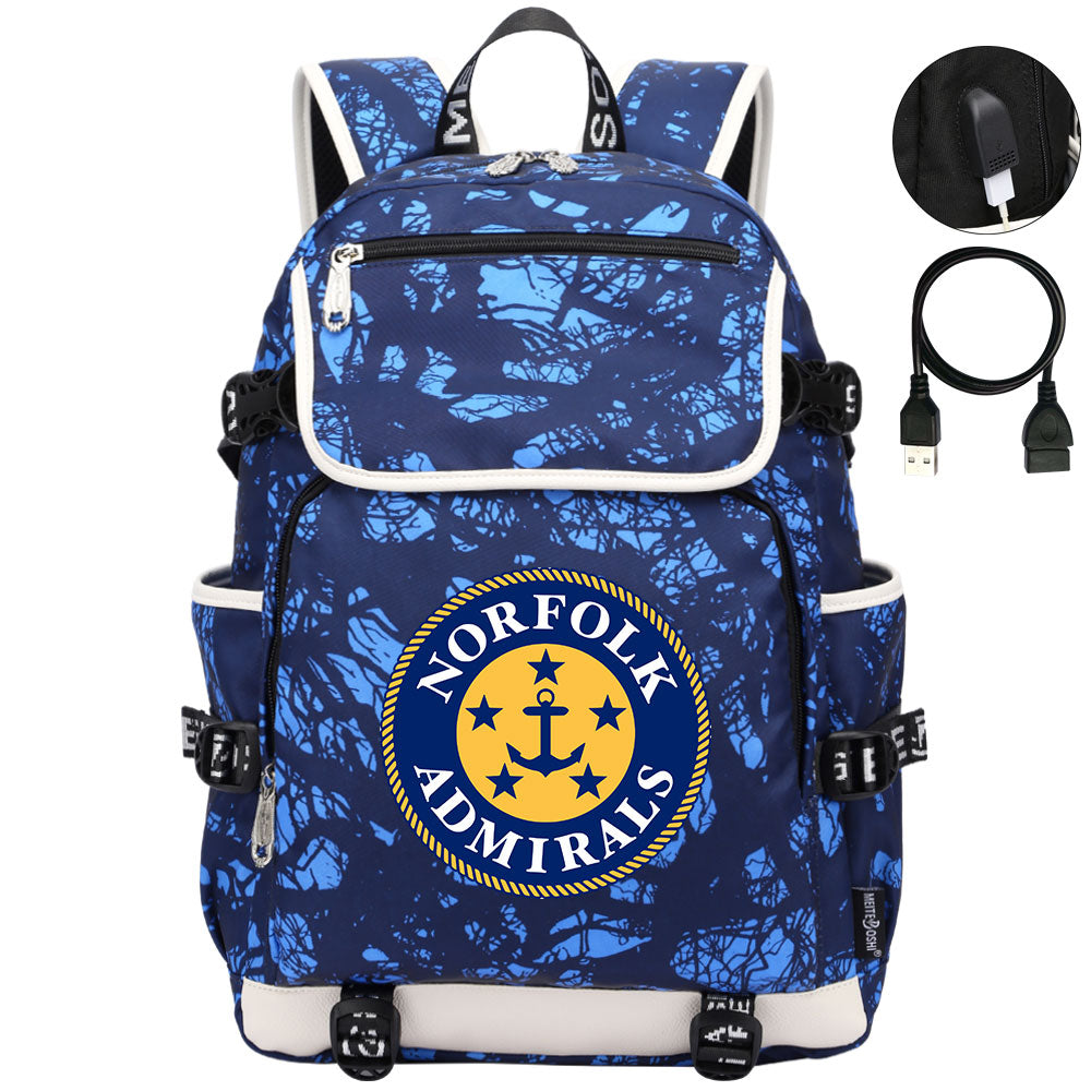 Norfolk Admirals Hockey League Backpack School Notebook Travel Bag