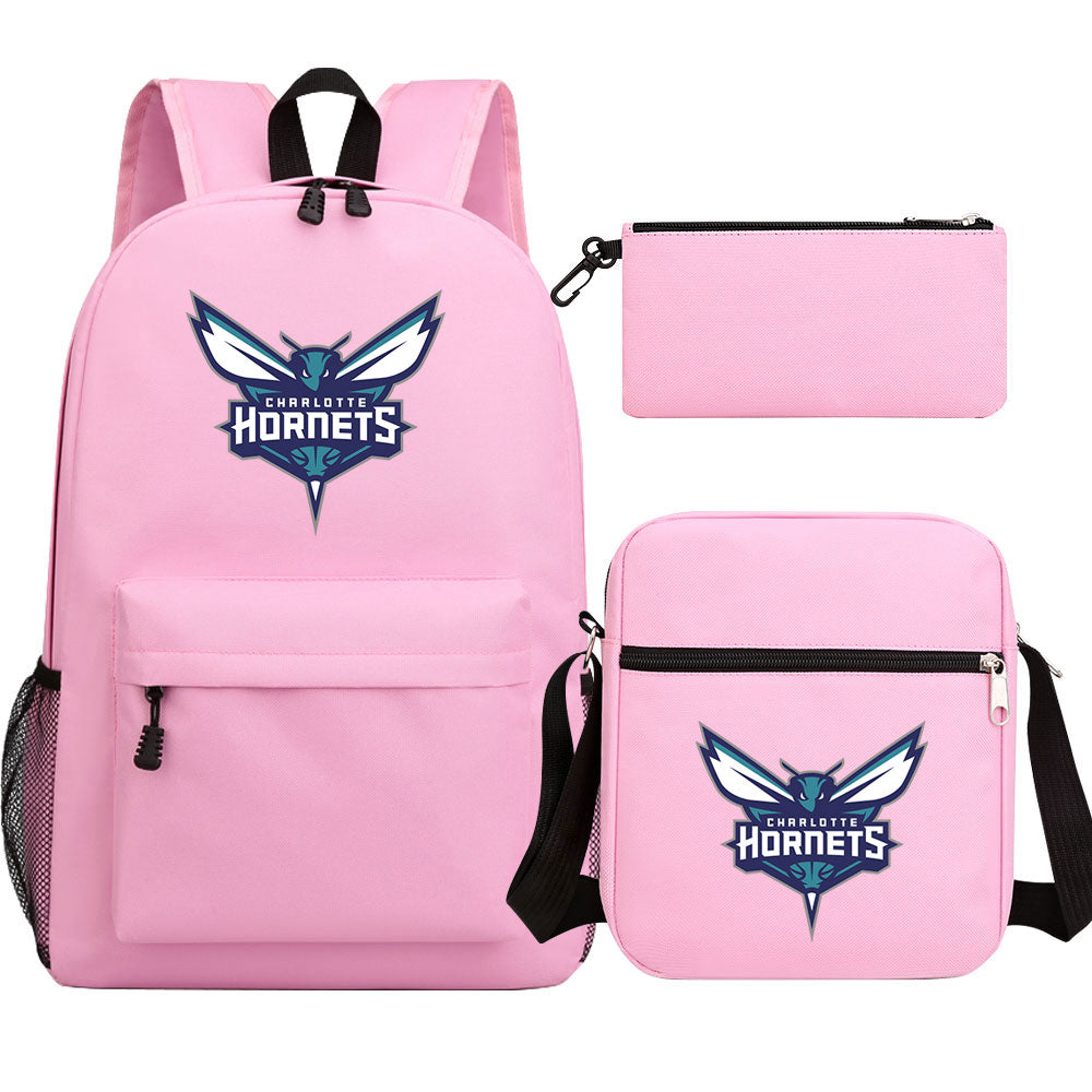 Charlotte Hornets Basketball School Backpack Shoulder Bag Pencil Bags 3pcs Set