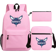 Charlotte Hornets Basketball School Backpack Shoulder Bag Pencil Bags 3pcs Set