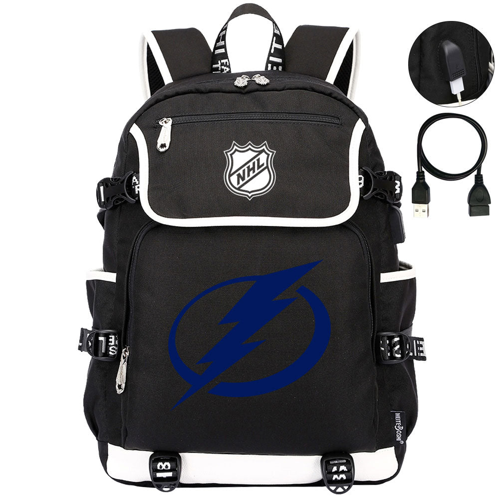 Tampa Bay Lightning Hockey League Backpack School Notebook Travel Bag