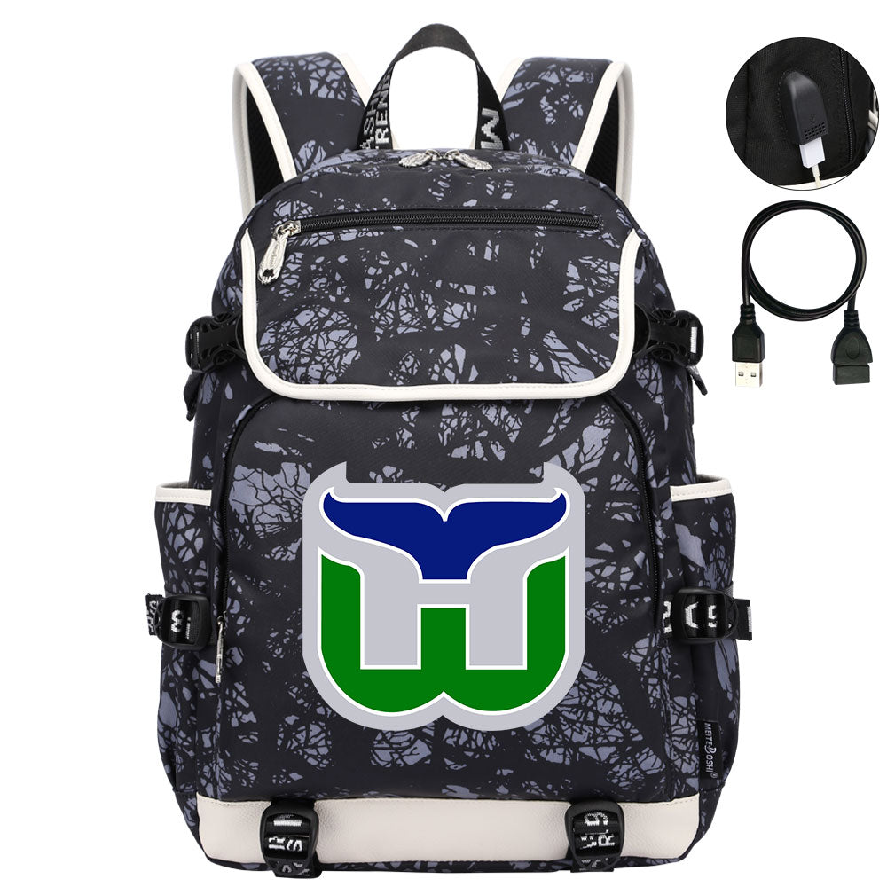 Hartford Whalers Hockey League Backpack School Notebook Travel Bag