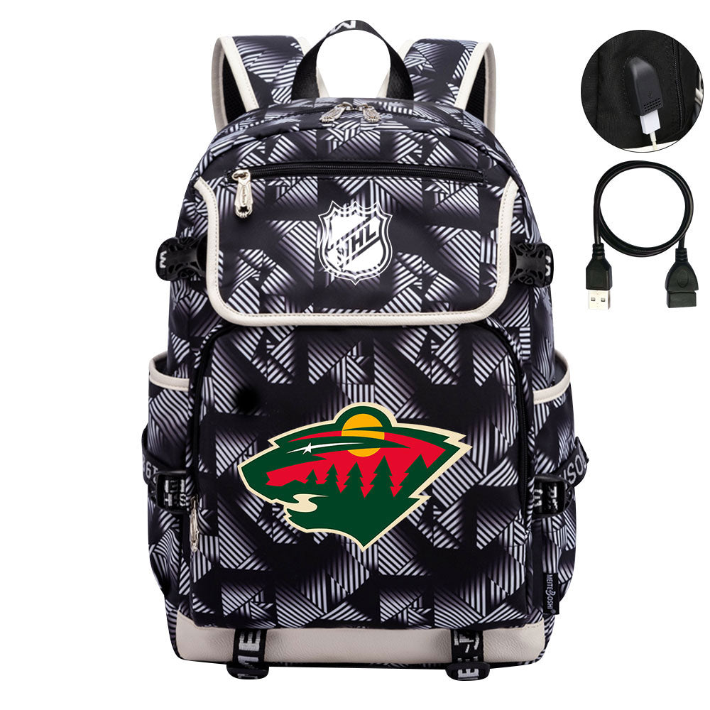 Minnesota Wild Hockey League Backpack School Notebook Travel Bag