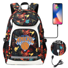 New York Knicks Backpack School Notebook Travel Bags With USB