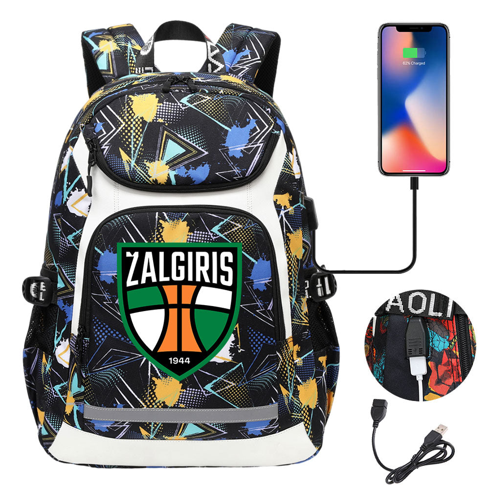Zalgiris Backpack School Notebook Travel Bags With USB