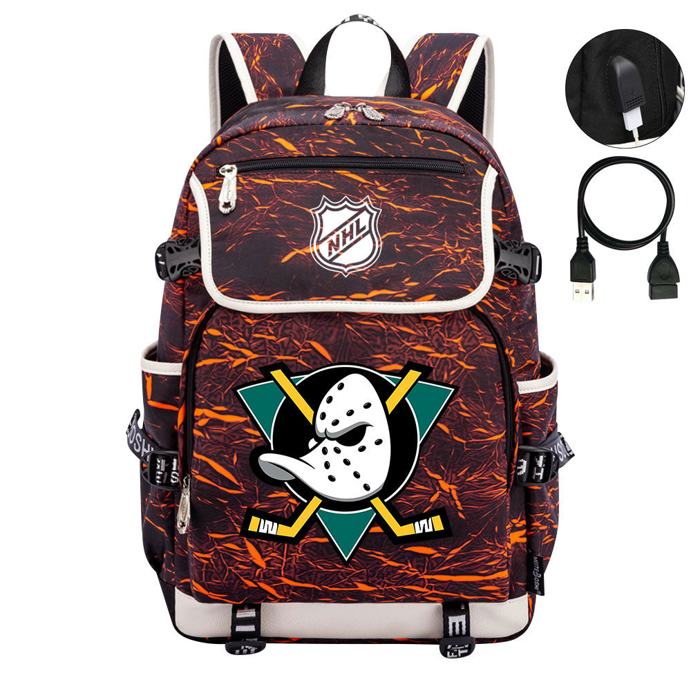Anaheim Ducks Hockey Team Backpack School Notebook Travel Bags