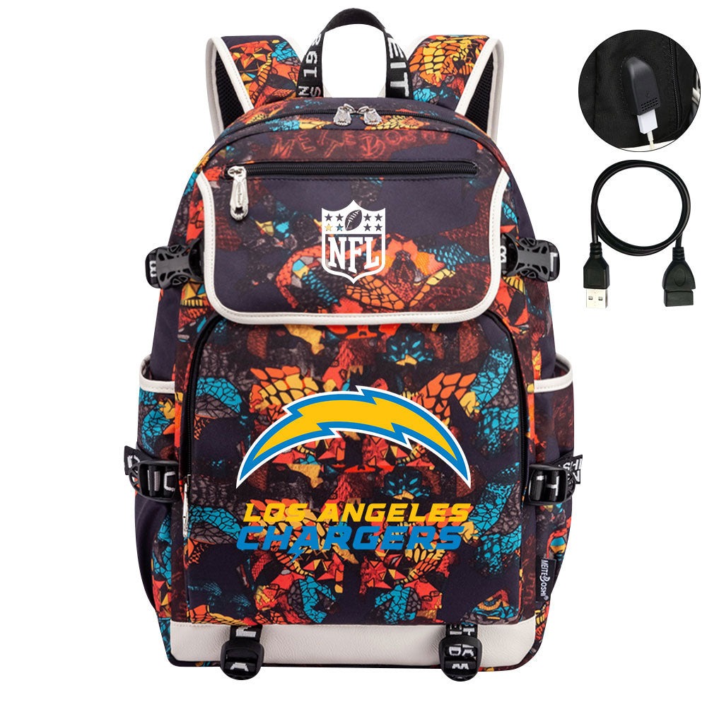 Los Angeles Chargers Football Rugby Backpack School Notebook Travel Bags