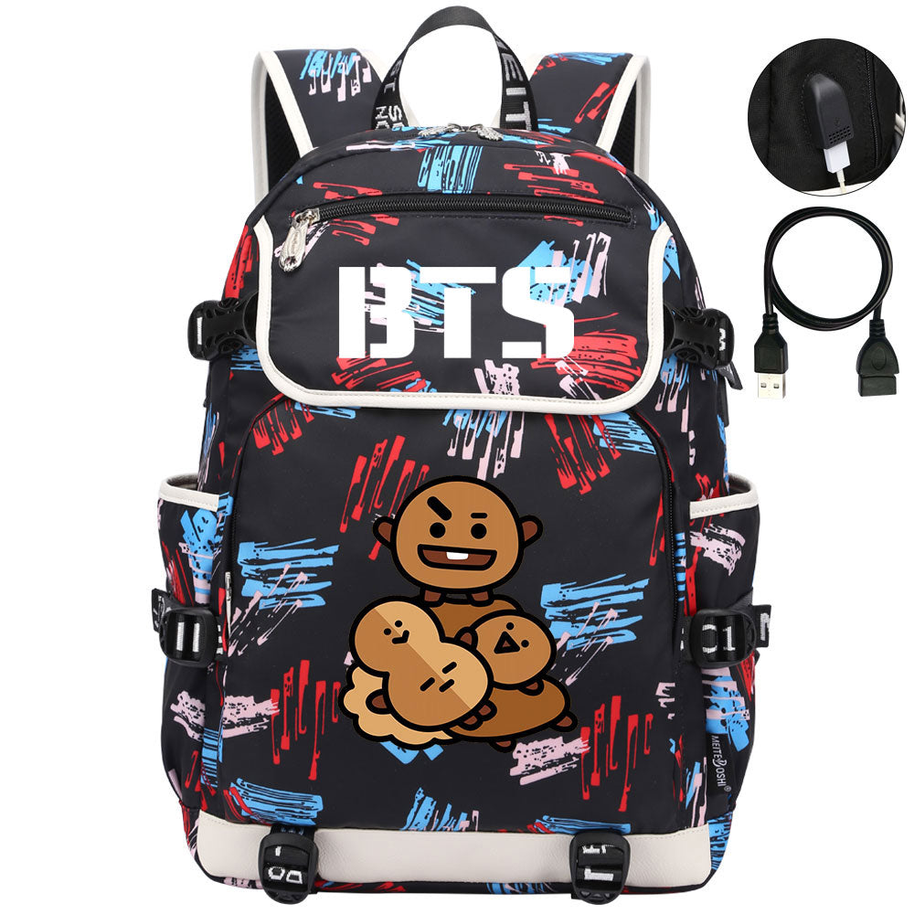 BTS Shooky Backpack School Notebook Travel Bags