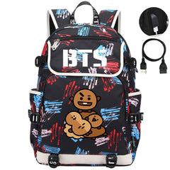 BTS Shooky Backpack School Notebook Travel Bags
