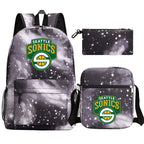 Seattle SuperSonics Basketball School Backpack Shoulder Bag Pencil Bags 3pcs Set