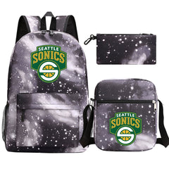 Seattle SuperSonics Basketball School Backpack Shoulder Bag Pencil Bags 3pcs Set