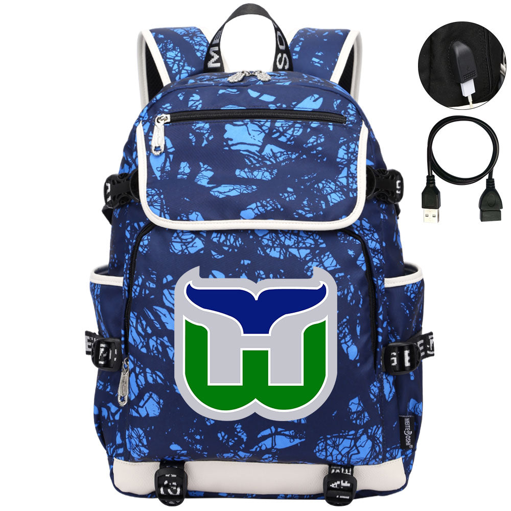Hartford Whalers Hockey League Backpack School Notebook Travel Bag