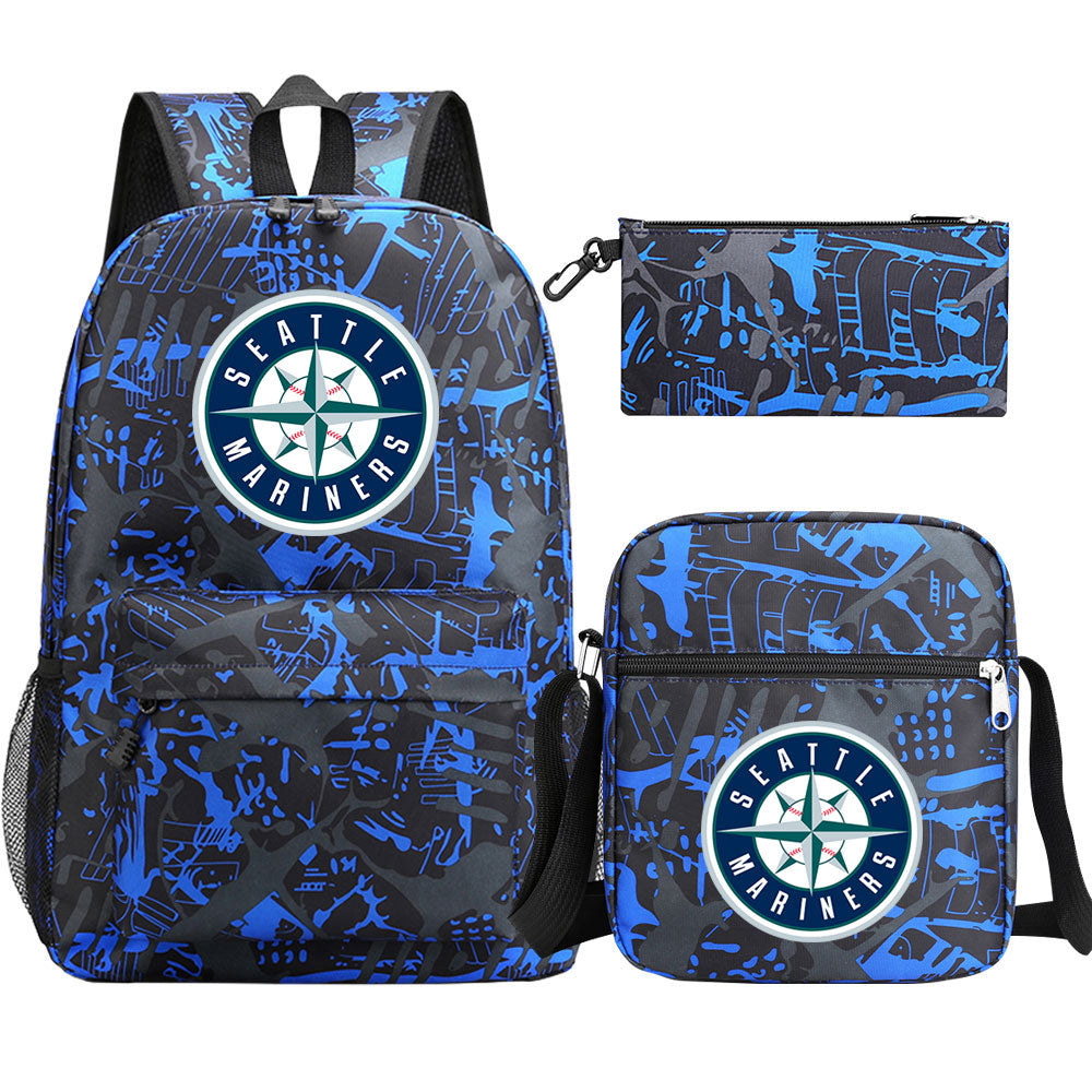 Seattle Mariners Baseball School Backpack Shoulder Bag Pencil Bags 3pcs Set