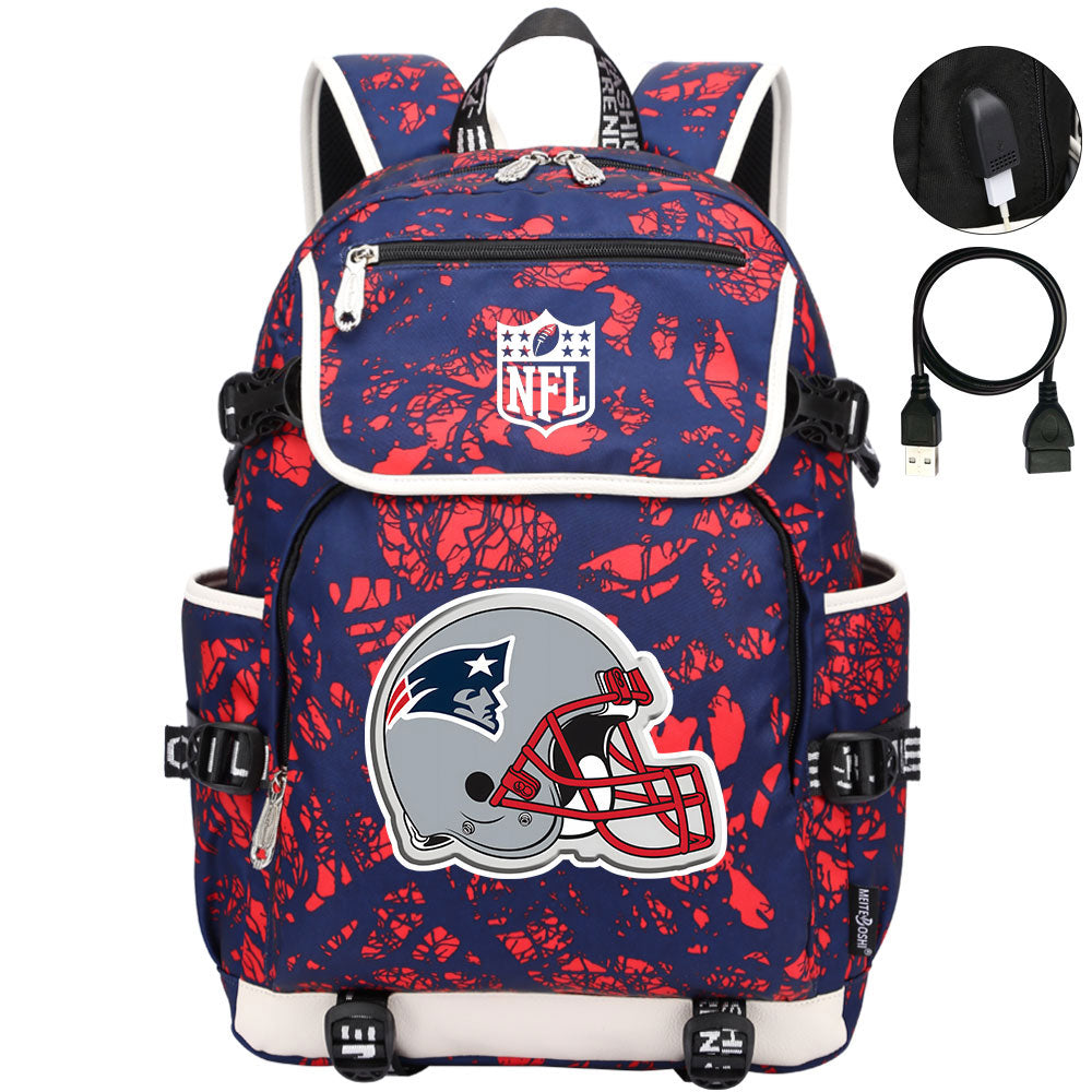 New England Patriots Football Rugby Backpack School Notebook Travel Bags
