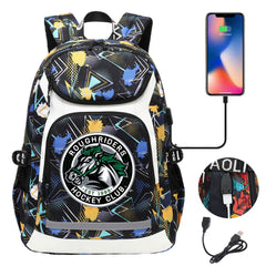 Roughriders Hockey  Backpack School Notebook Travel Bags With USB