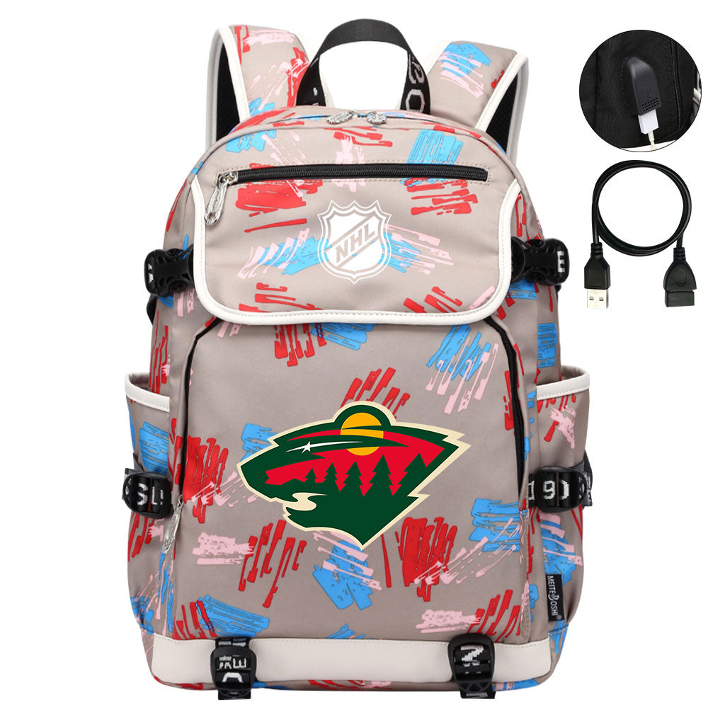 Minnesota Wild Hockey League Backpack School Notebook Travel Bag