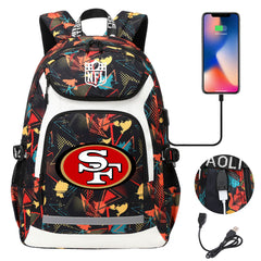 San Francisco 49ers Football Rugby Backpack School Notebook Travel Bags With USB