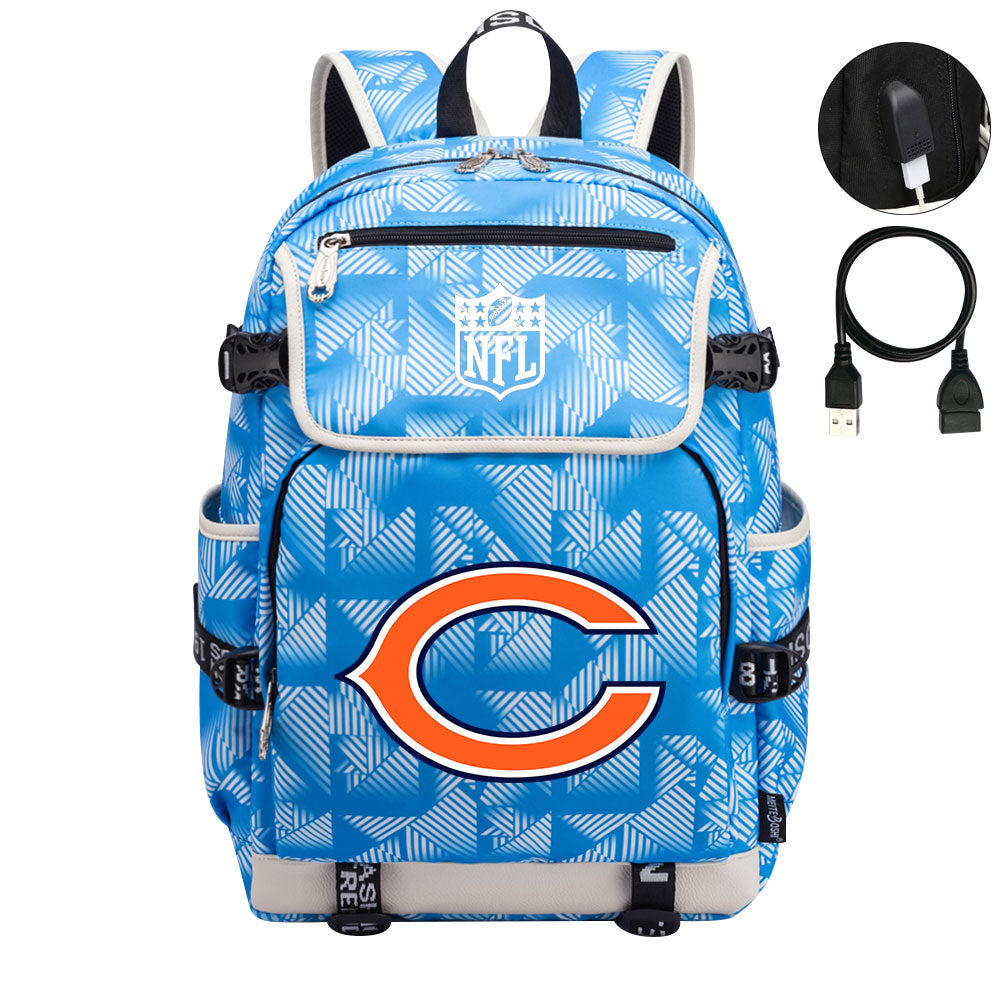 Chicago Bears Football Team Rugby Backpack School Notebook Travel Bag