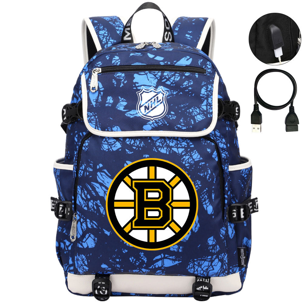 Boston Bruins Hockey League Backpack School Notebook Travel Bags