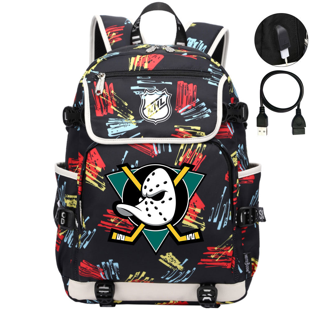 Anaheim Ducks Hockey Team Backpack School Notebook Travel Bags