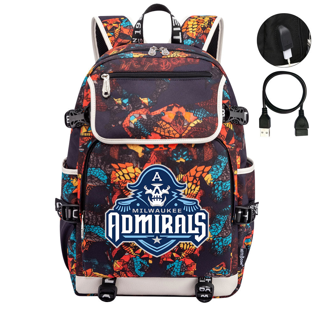 Milwaukee Admirals Hockey League Backpack School Notebook Travel Bag