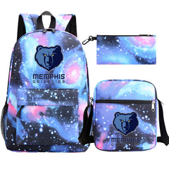 Memphis Grizzlies Basketball School Backpack Shoulder Bag Pencil Bags 3pcs Set