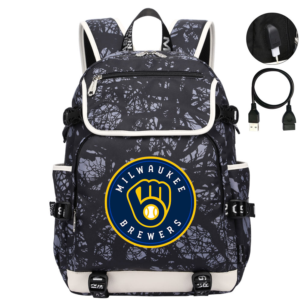 Milwaukee Brewers Backpack School Notebook Travel Bags