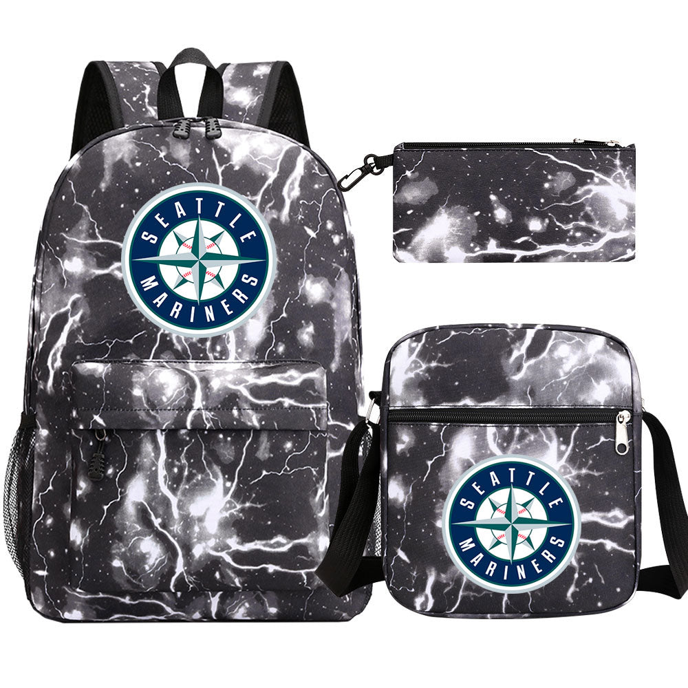 Seattle Mariners Baseball School Backpack Shoulder Bag Pencil Bags 3pcs Set
