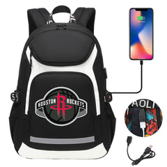 Houston Rockets Backpack School Notebook Travel Bags With USB