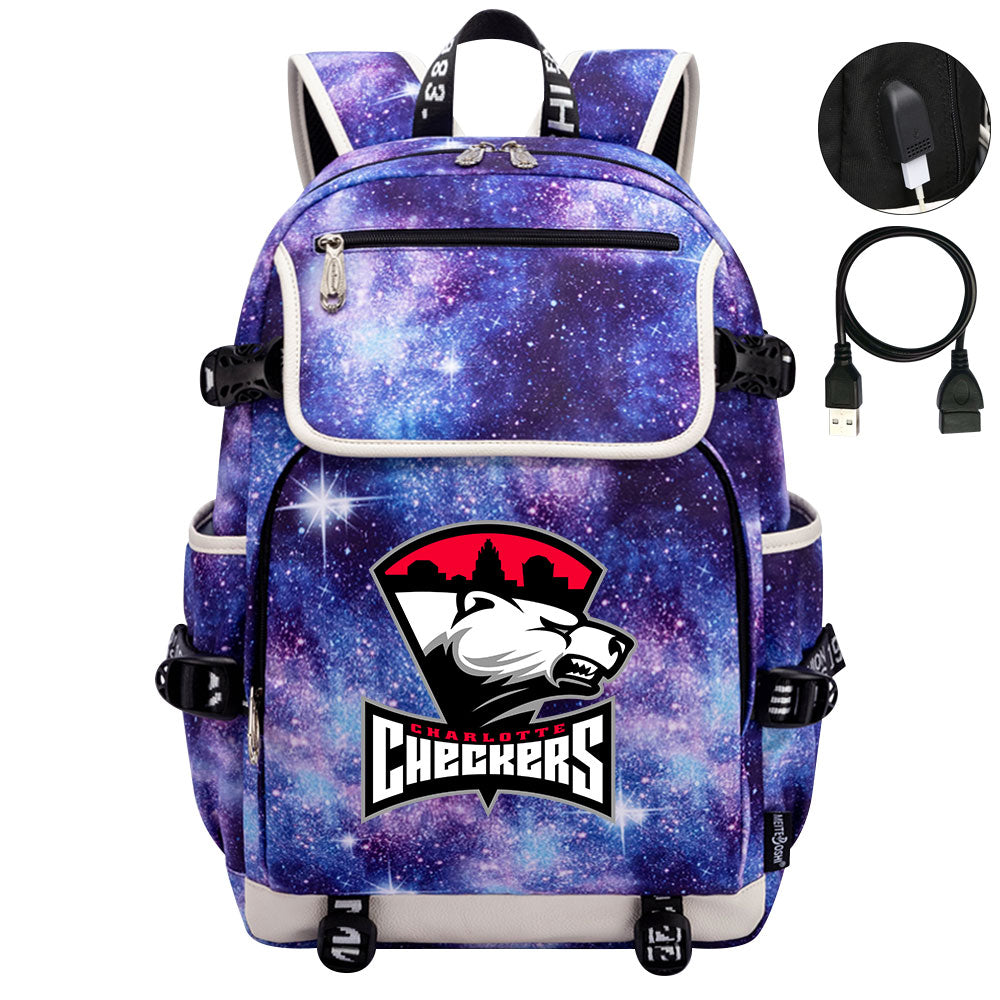 Charlotte Checkers Hockey League Backpack School Notebook Travel Bag