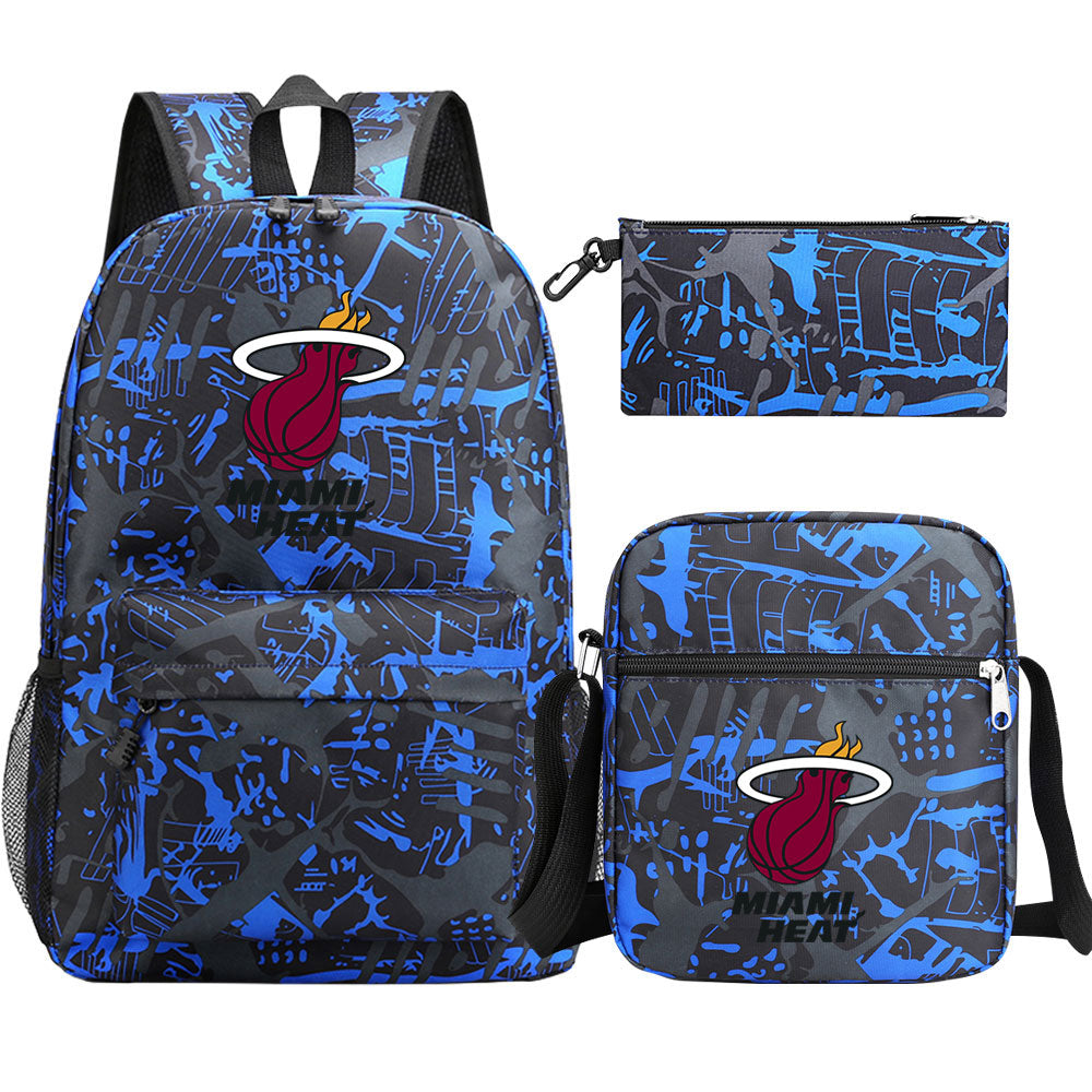 Miami Heat Basketball School Backpack Shoulder Bag Pencil Bags 3pcs Set