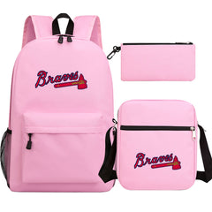 Atlanta Braves Baseball School Backpack Shoulder Bag Pencil Bags 3pcs Set