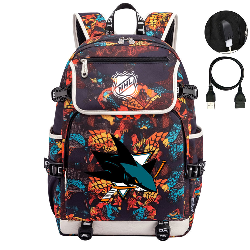 San Jose Sharks Hockey League Backpack School Notebook Travel Bag
