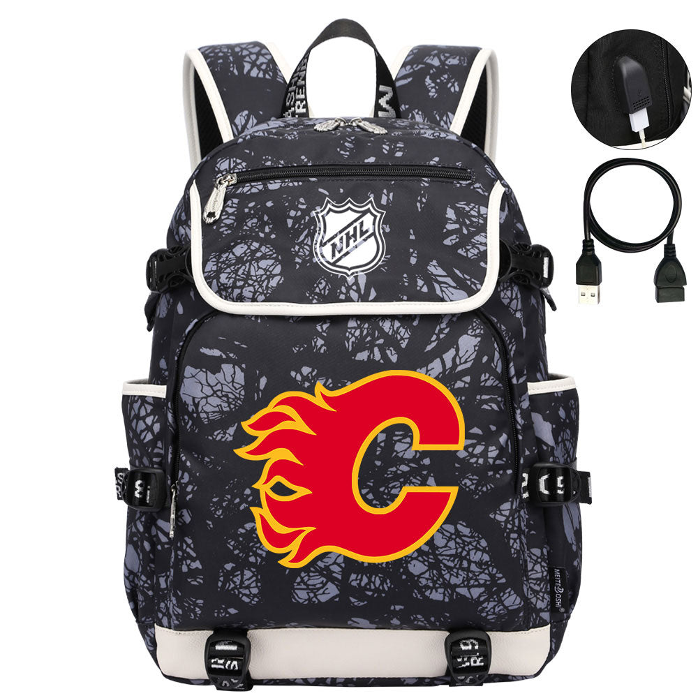 Calgary Flames Hockey League Backpack School Notebook Travel Bag