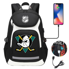 Anaheim Ducks Hockey League Backpack School Notebook Travel Bags With USB